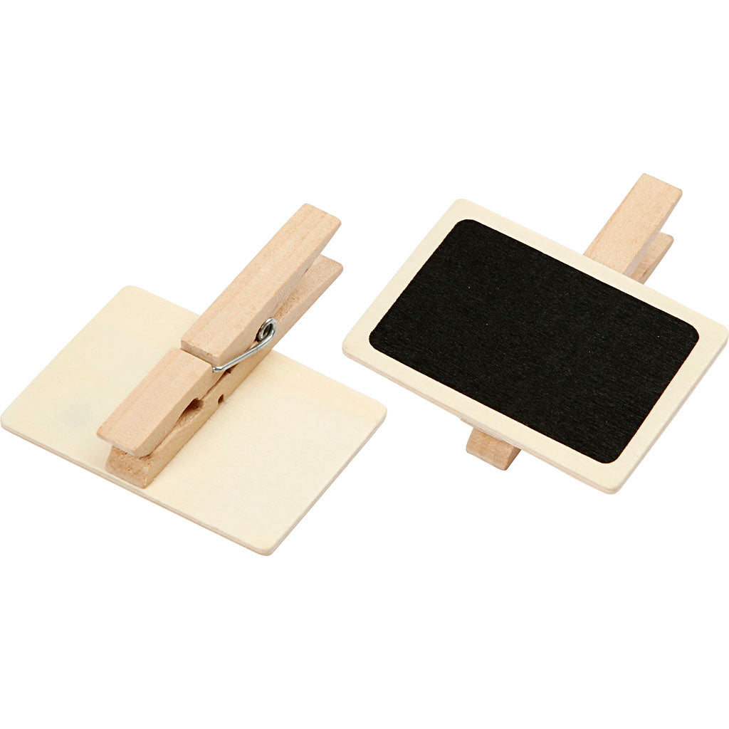 Blackboard with clothes peg, size 6,8x4,7 cm, 6 pc