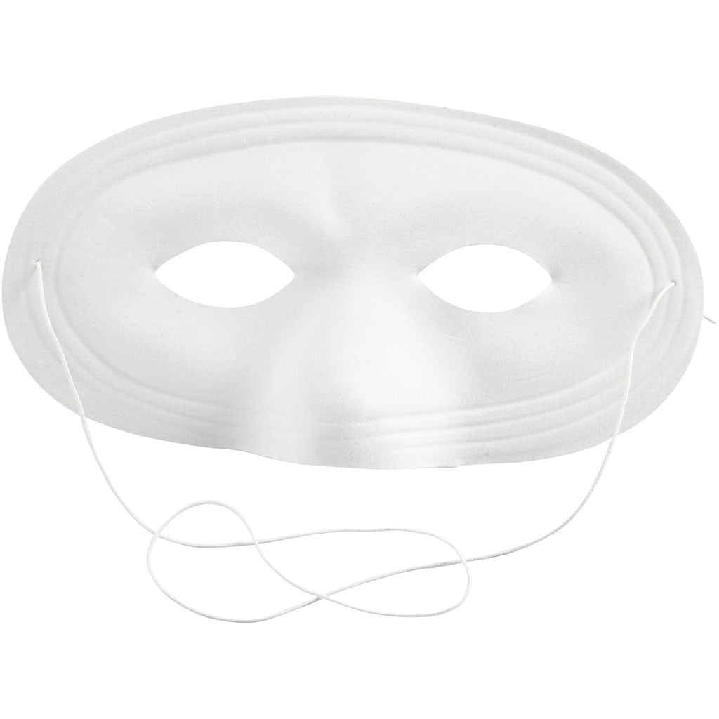 Half Face Masks, H: 10 cm, W: 17,5 cm, white, 12 pc