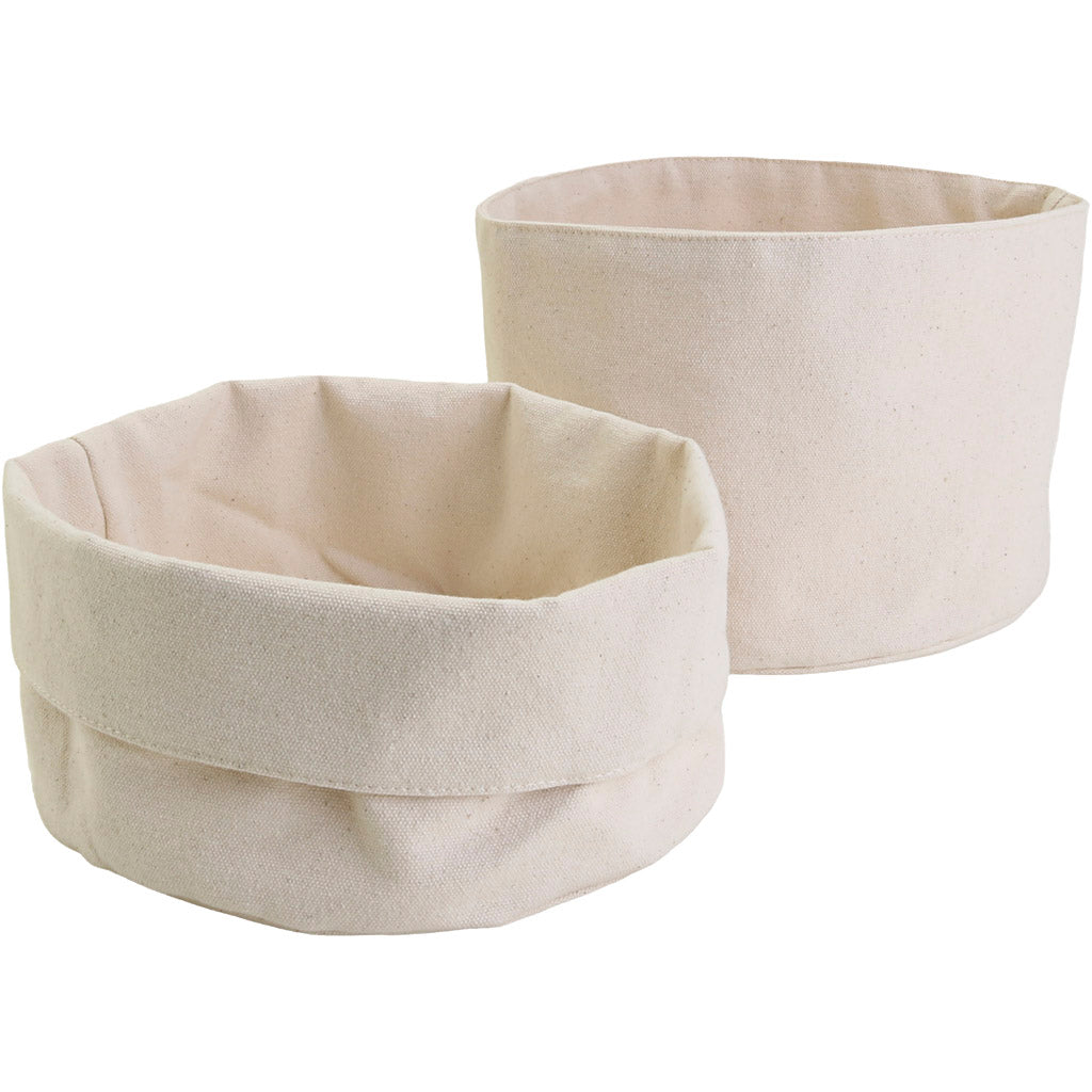 Fabric Baskets, H: 14,5 cm, dia. 20 cm, 385 g, light natural, 10 pc