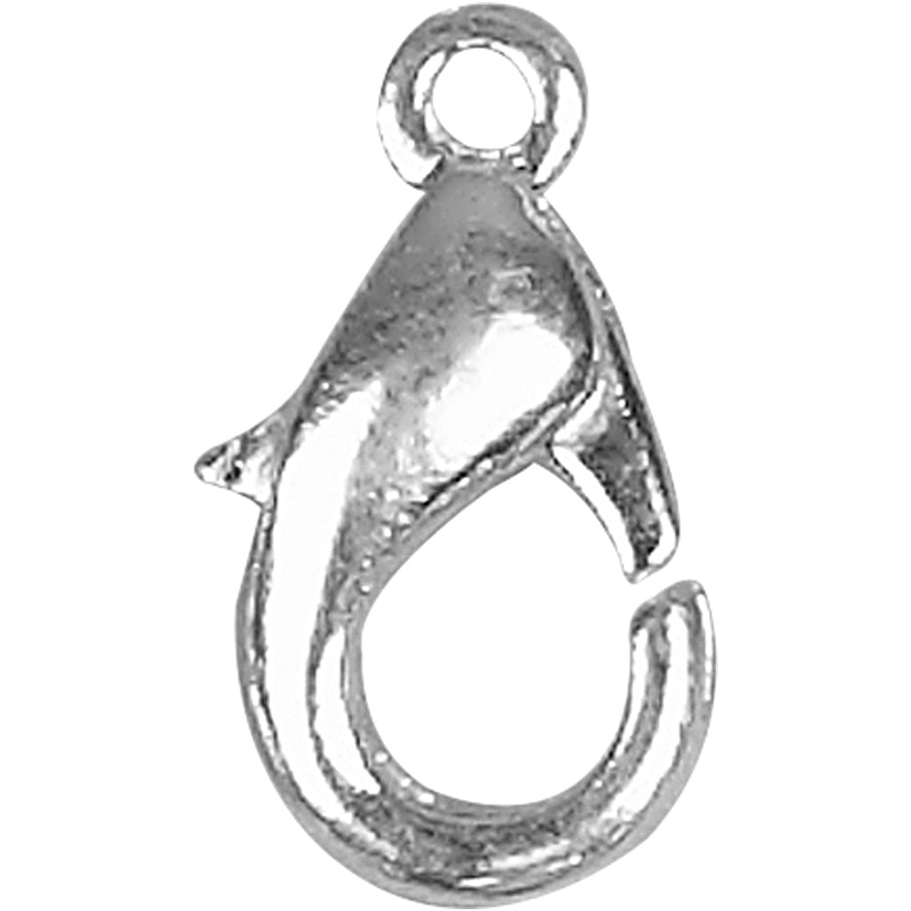 Carabiners, L: 12 mm, silver-plated, 5 pc
