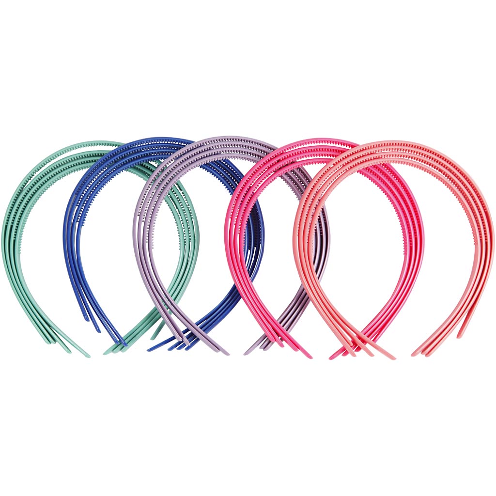 Hair Bands, W: 8 mm, assorted colours, 20 pc