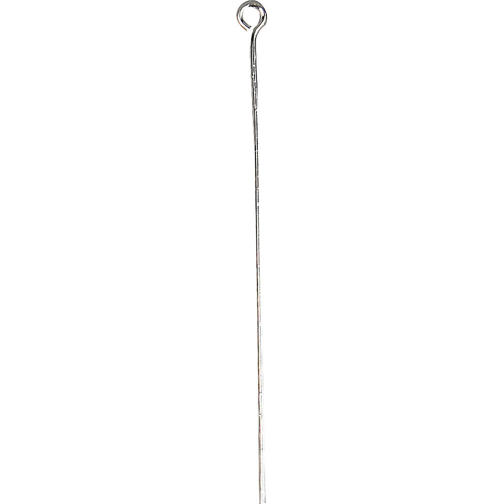 Eye Pins, L: 50 mm, silver-plated, 30 pc