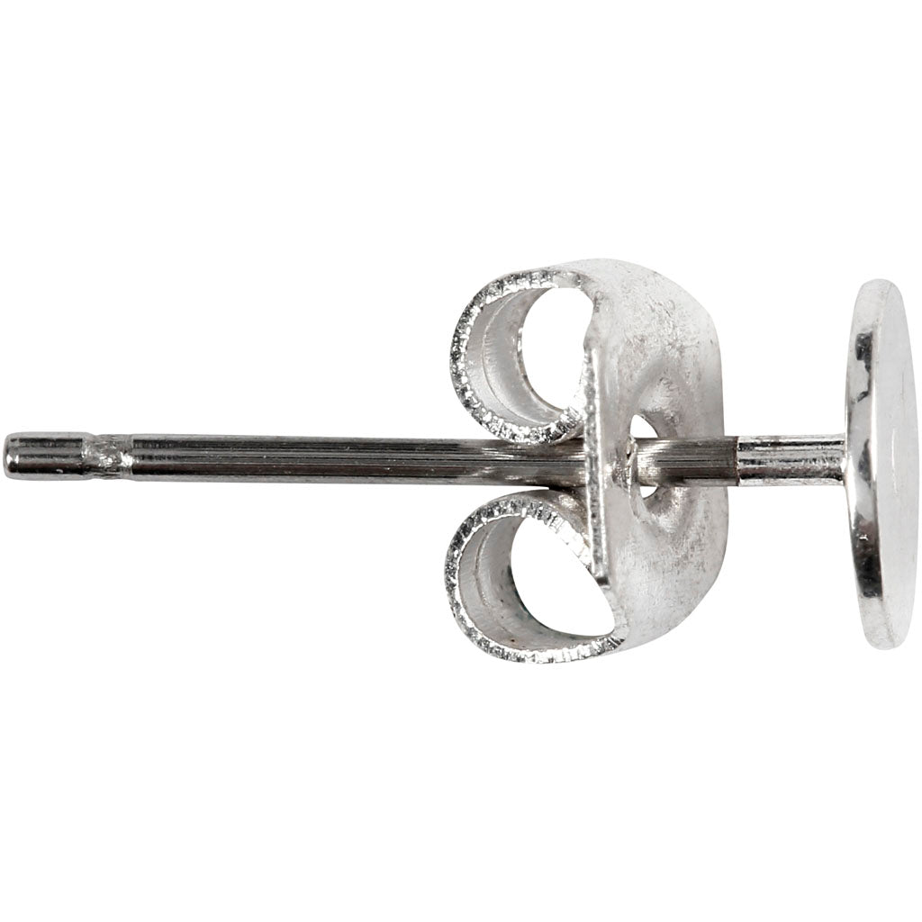 Stud Earrings, L: 13 mm, silver-plated, 10 pc