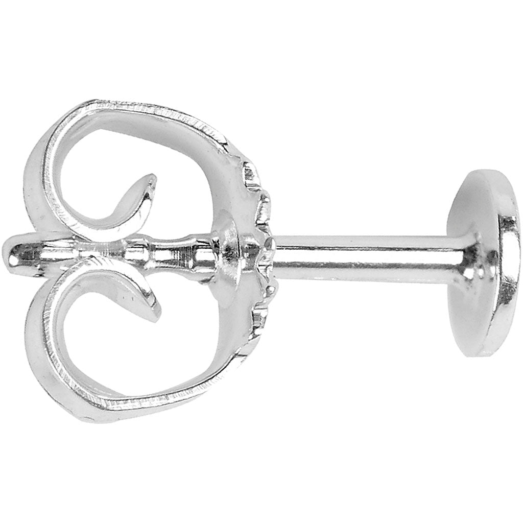 Stud Earrings, L: 13 mm, dia. 5 mm, silver, 10 pc
