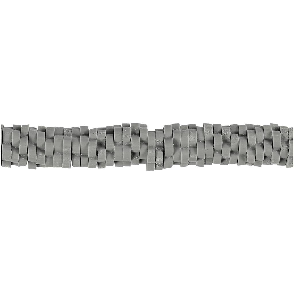 Clay Beads, dia. 5-6 mm, hole size 2 mm, grey, 145 pc