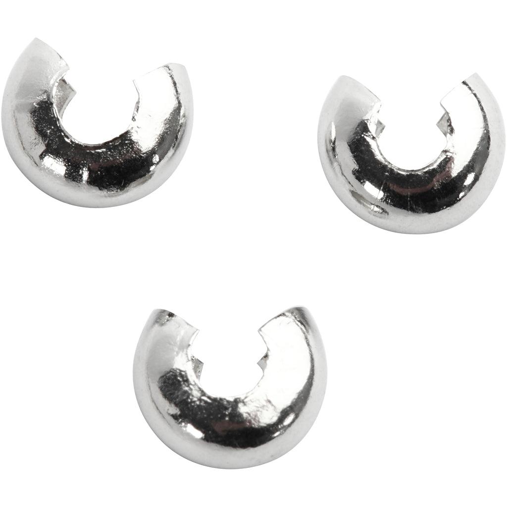 Crimp Bead Cover, dia. 5 mm, silver-plated, 50 pc