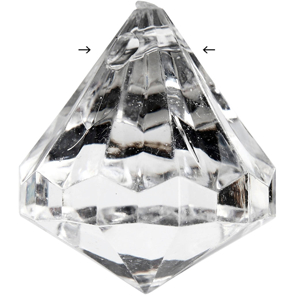 Acylic Beads, size 27x30 mm, hole size 2,5 mm, gloss transparent, 8 pc