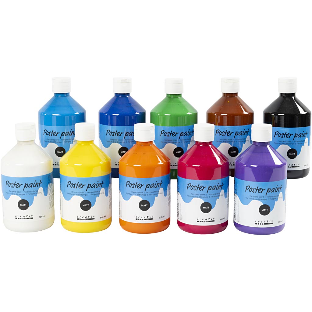 Poster paint Matte, assorted colours, 10x500 ml