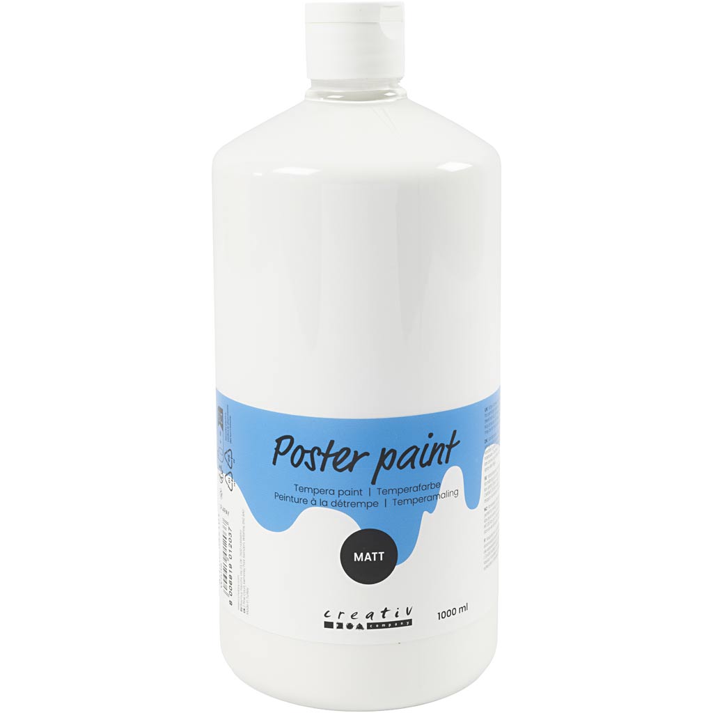 Poster paint Matte, white, 1000 ml/ 1 bottle