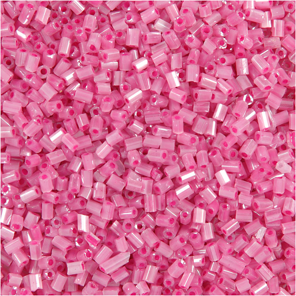 Rocaille Seed Beads 2-cut, dia. 1,7 mm, size 15/0, hole size 0,5 mm, rose, 25 g