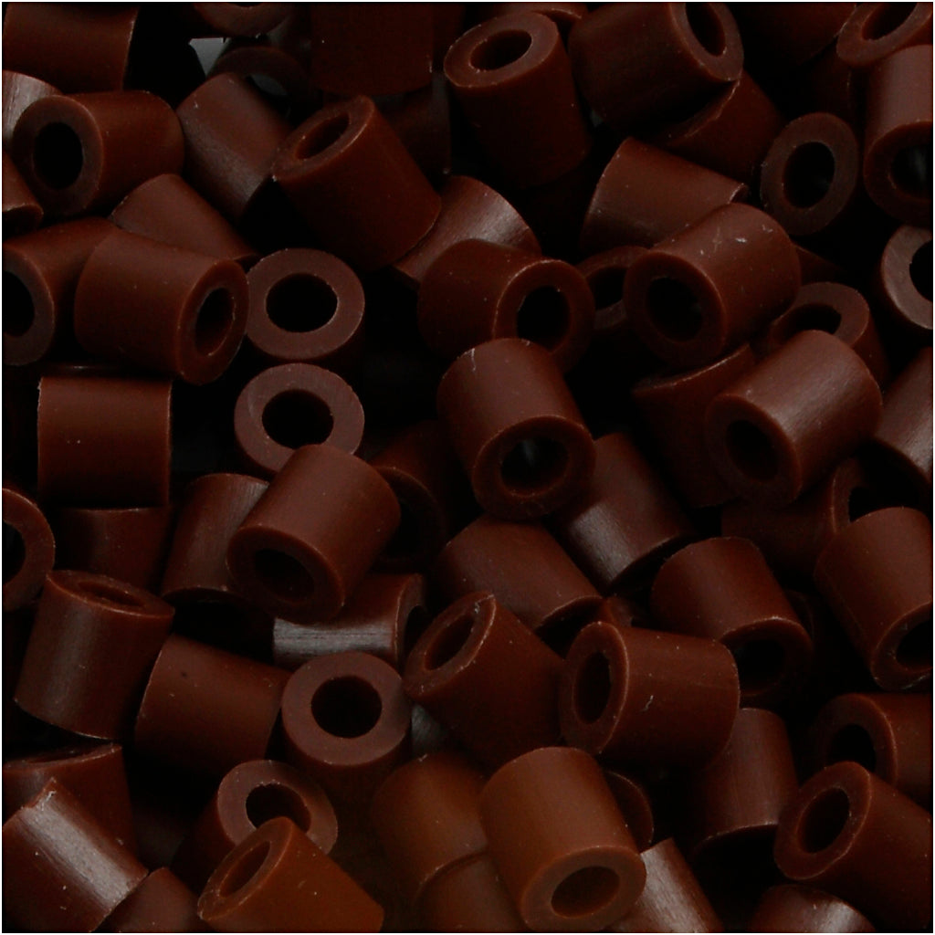 Fuse Beads, size 5x5 mm, hole size 2,5 mm, medium, brown (32229), 1100 pc