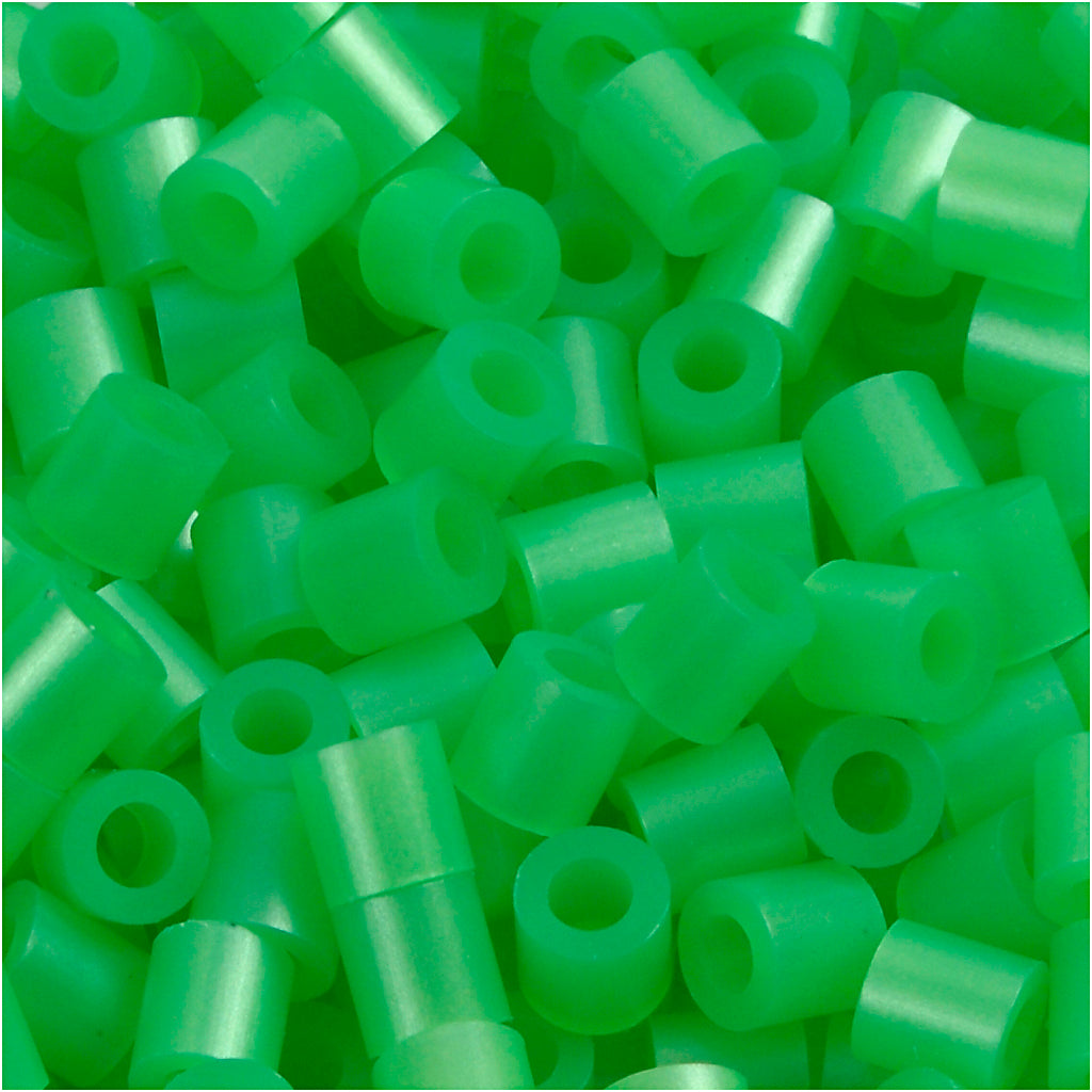 Fuse Beads, size 5x5 mm, hole size 2,5 mm, medium, green mother-of-pearl (32240), 6000 pc