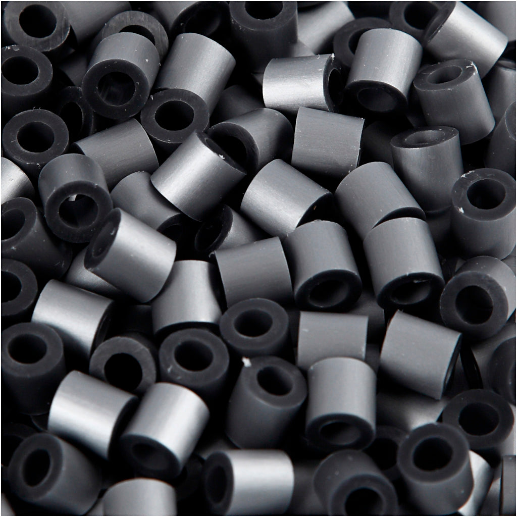 Fuse Beads, size 5x5 mm, hole size 2,5 mm, medium, silver (32262), 1100 pc