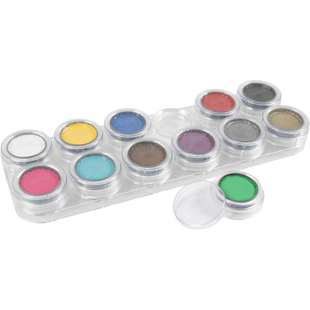 Water-based Face Paint Palette, assorted colours, 12x2.50 ml/ 1 pc