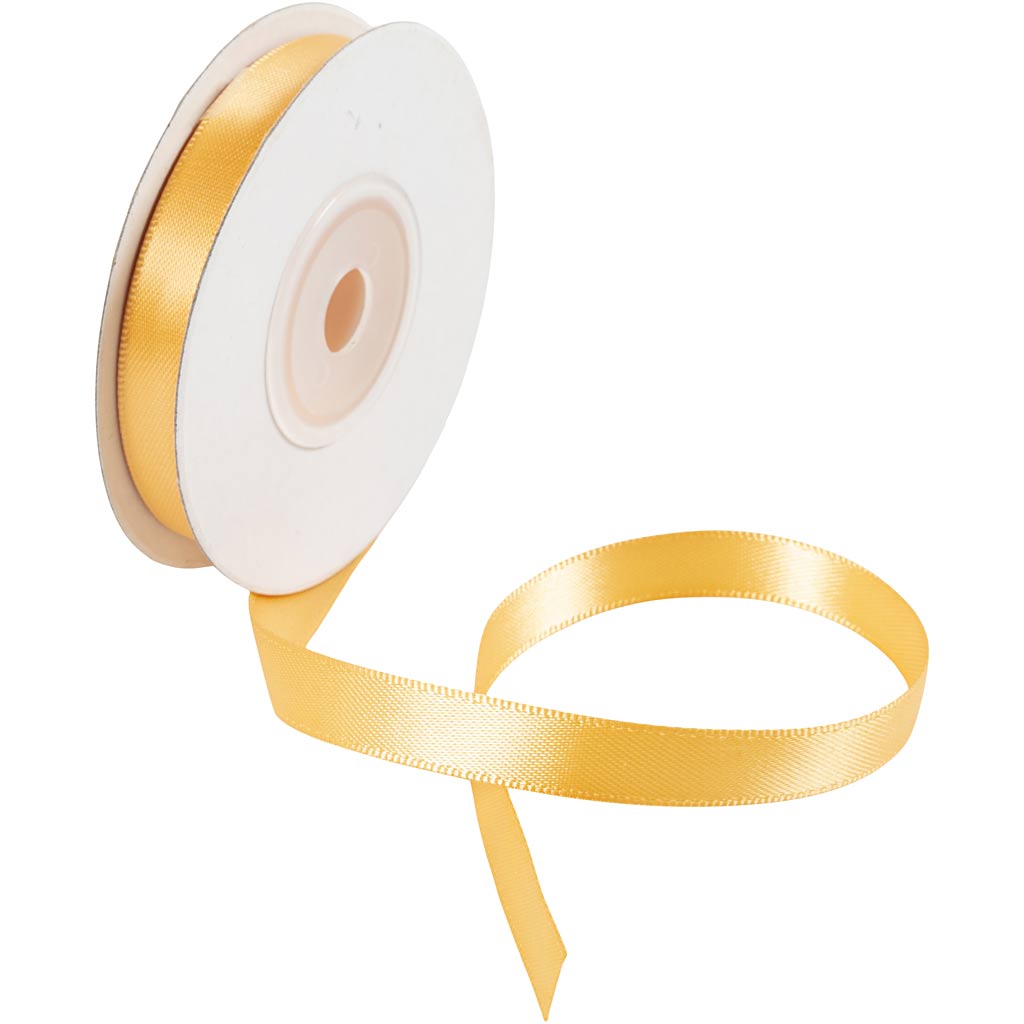 Satin Ribbon, W: 10 mm, yellow, 10 m/ 1 roll