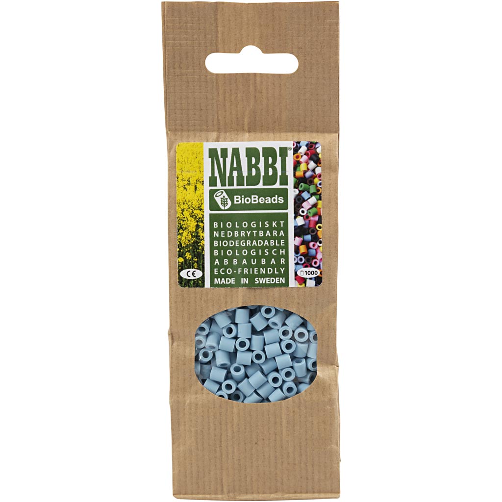 NABBI BioBeads, size 5x5 mm, hole size 2,5 mm, medium, pastel green, 1000 pc