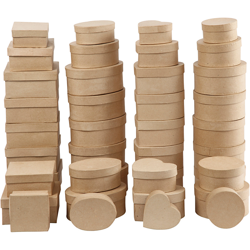 Boxes, H: 5-7,5 cm, dia. 10-18 cm, 72 pc