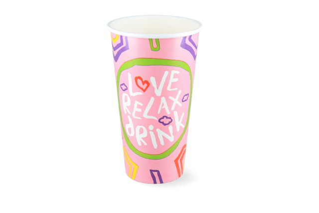 Milkshake cup Carton Large 560ml Ø9 cm 20oz pink FSC® (500 pcs)