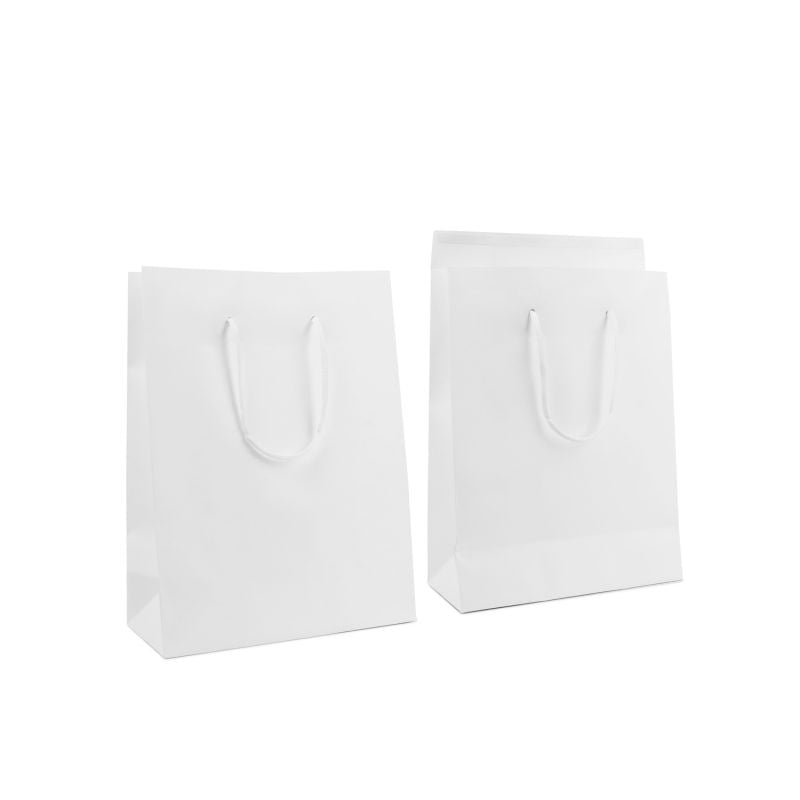 Luxury Carrier Bags with a flap 26+12x35cm White