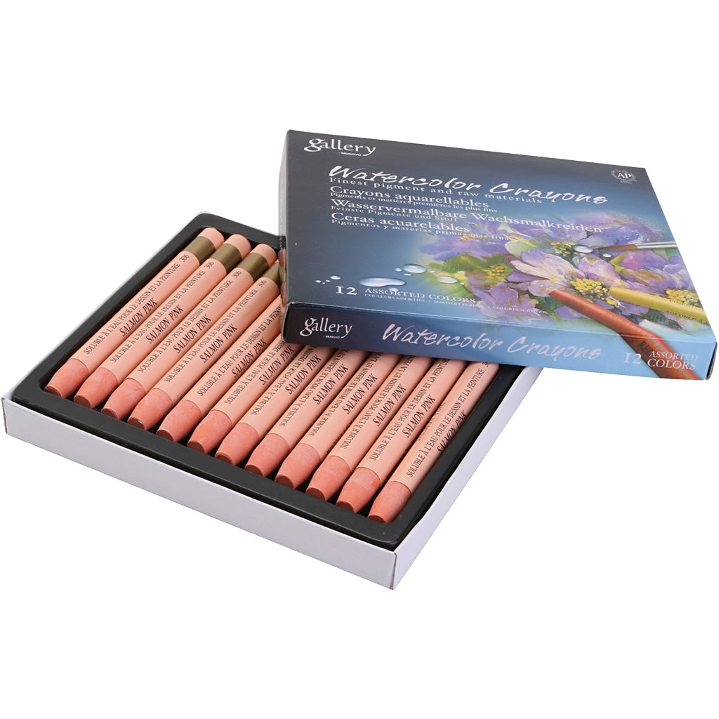 Watercolor Crayons, salmon, 12 pc