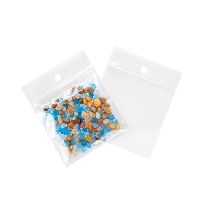 Grip Seal Bags with Hang hole 6.5x6.5cm Crystal Clear PP 75 micron
