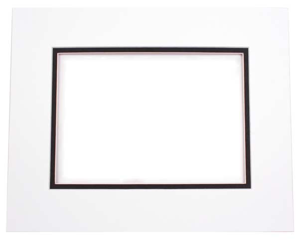 Mount Board Double thick White/Black 30.5x40.6cm with 19.4x29.5cm Window