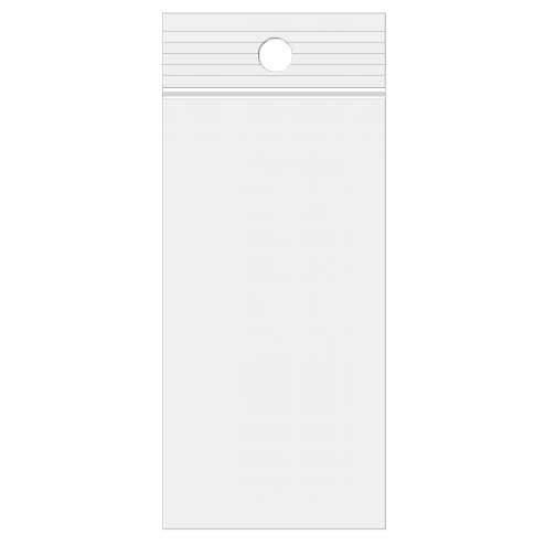 Grip Seal Bags with Hang hole 6.5x18cm Crystal Clear PP 50 micron