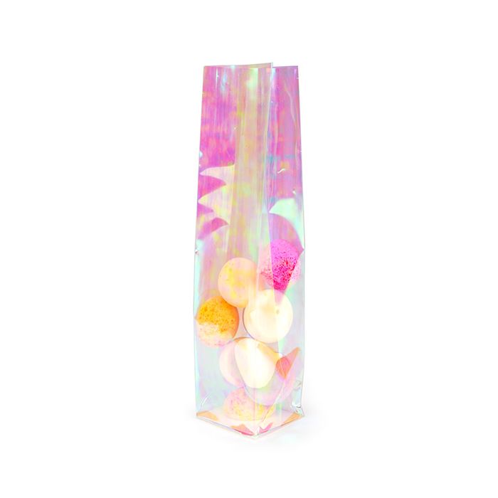 Block Bottom Bags w/ Paper Insert Iridescent 6.4x5.1x24.8 cm