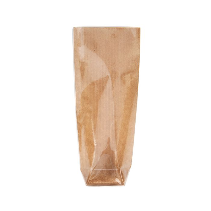 Kraft Block Bottom Bags w/ Paper Insert 5.1x4.4x21.6 cm