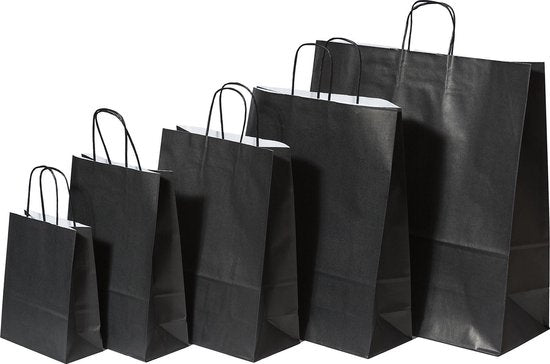 Paper Carrier Bags Black 26+12x35cm Kraft 90 grams