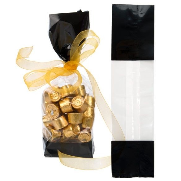 Printed Bags Black 6.7x4.8x27.3cm with side gusset