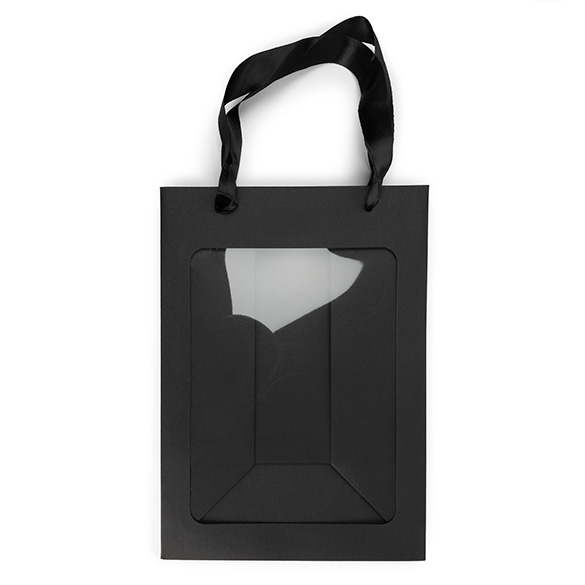 Black Gift Merchandise Bag w/ Window 17,8x12,7x24,9cm