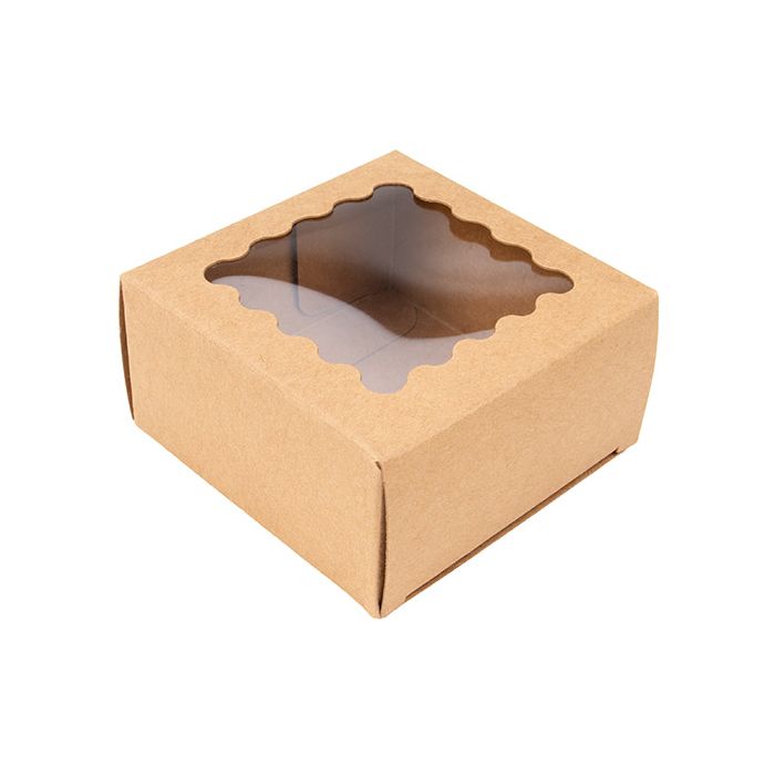 Kraft Boxes With Scalloped window 7x3,7x7 cm
