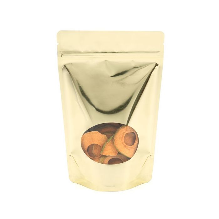 Stand Up Pouches Gold with oval Window 14.9x8.9x23.2cm | 312 grams