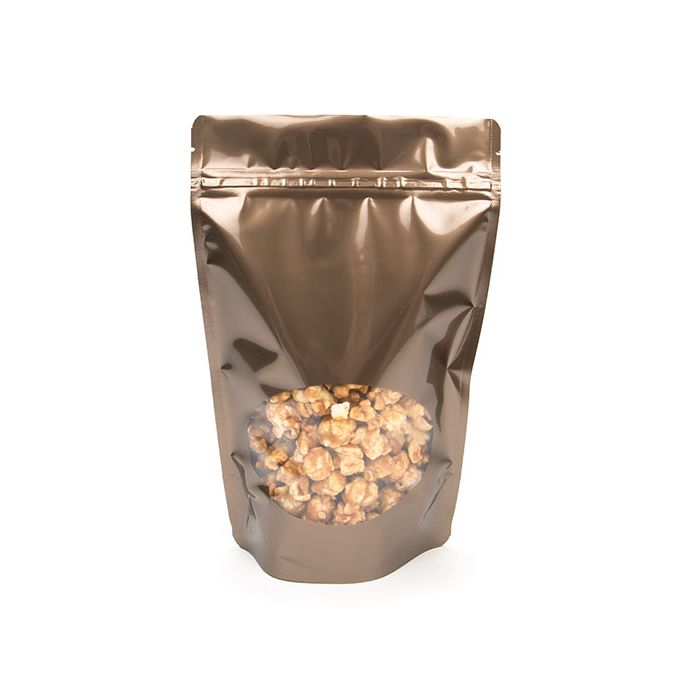 Stand Up Pouches Bronze 14.9x8.9x23.2cm with oval Window