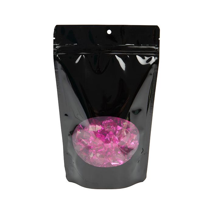 Stand Up Pouches Black With Oval Window 14,9x8,9x23,2cm With Hanghole