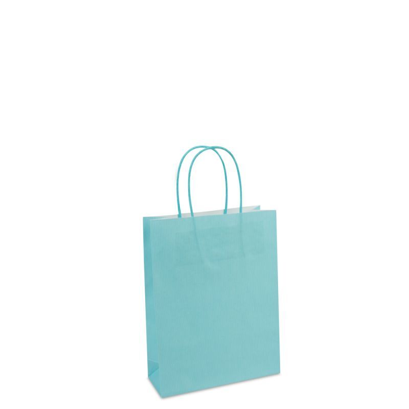 Paper Carrier Bags Blue 18+7x24cm Twisted Handles + Cardboard Base