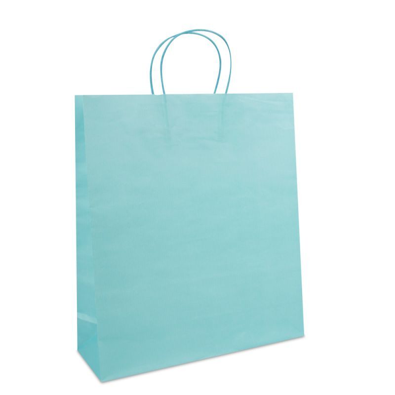 Paper Carrier Bags Blue 35+12x40cm Twisted Handles + Cardboard Base