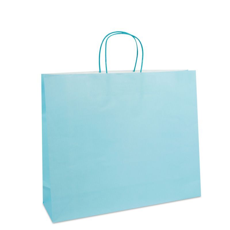 Paper Carrier Bags Blue 42+12x35cm Twisted Handles + Cardboard Base