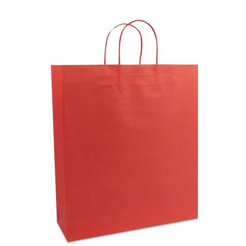Paper Carrier Bags Red 35+12x40cm Twisted Handles + Cardboard Base