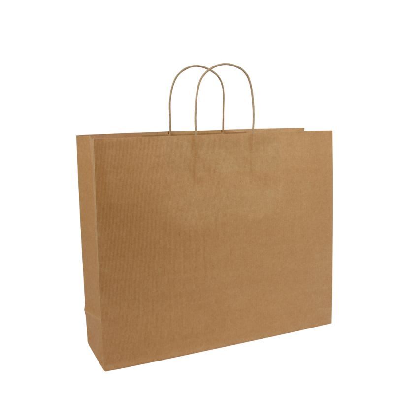 Paper Carrier Bags Brown 42+12x35cm Twisted Handles + Cardboard Base