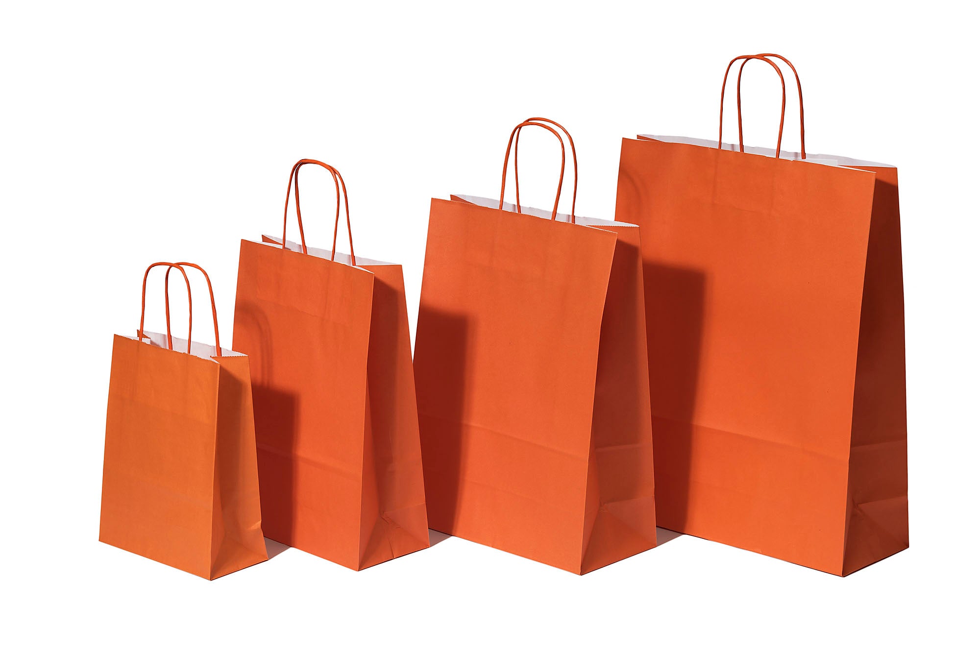 Paper Carrier Bags Orange 22+10x31cm Kraft 90 grams