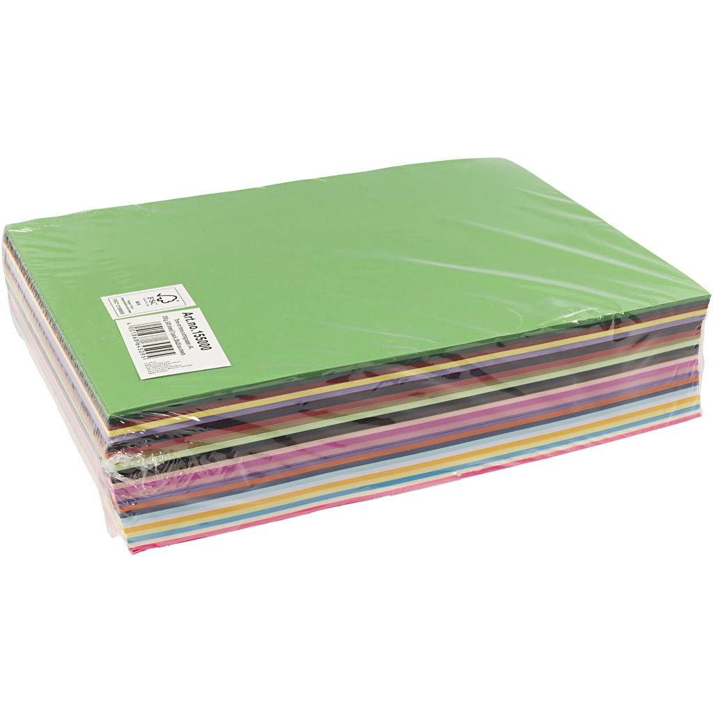 Papier zum Ausschneiden - Farben Ton in Ton, A4, 130 g, 20x25 Bl. sort., 500 Bl./ 1 Pck [HOB-155000]