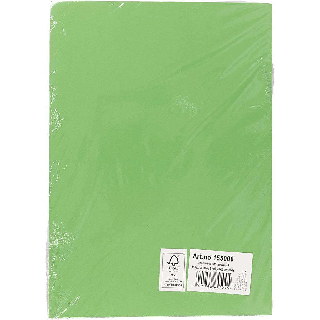 Papier zum Ausschneiden - Farben Ton in Ton, A4, 130 g, 20x25 Bl. sort., 500 Bl./ 1 Pck [HOB-155000]