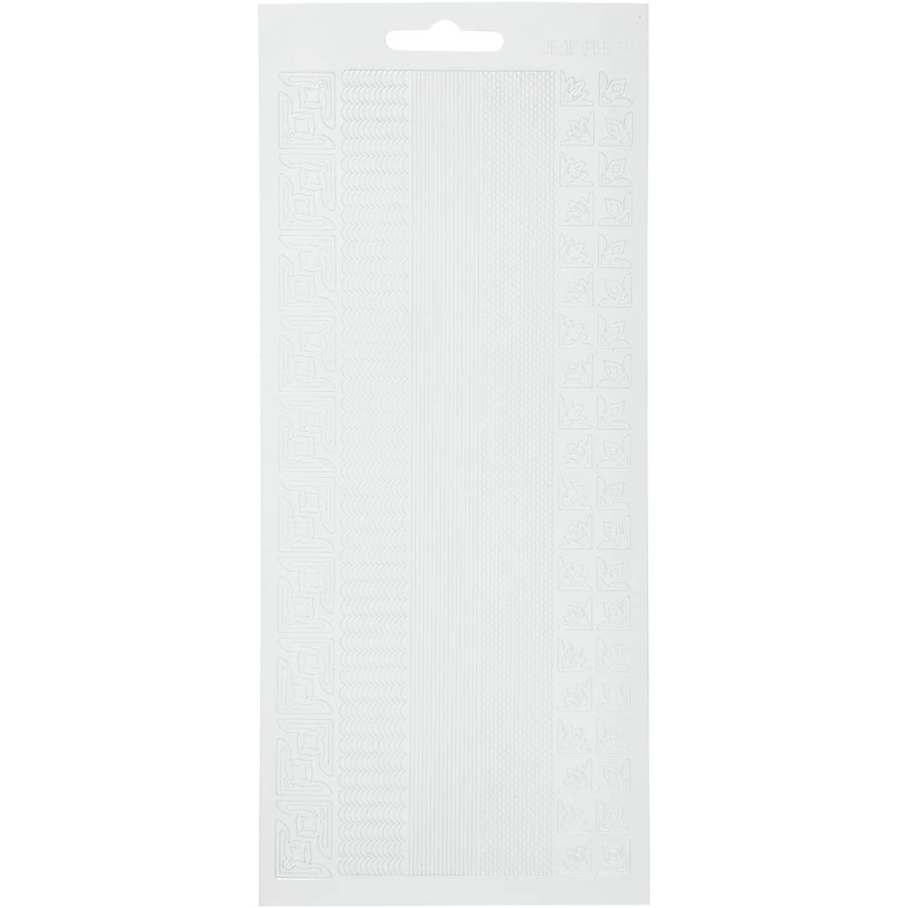 Stickers, borders, sheet 10x23 cm, white, 1 sheet