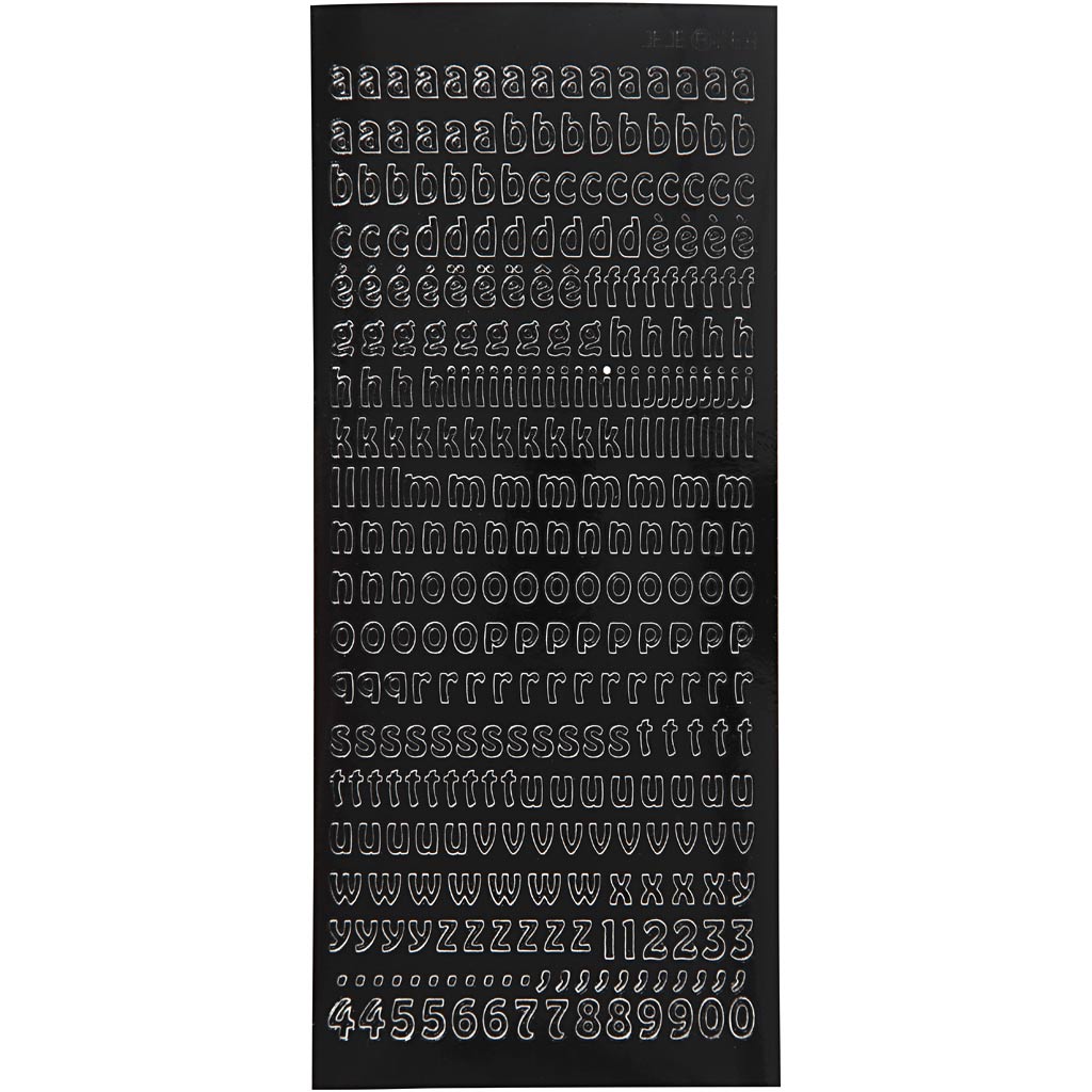 Stickers, small letters, lower case, sheet 10x23 cm, black, 1 sheet
