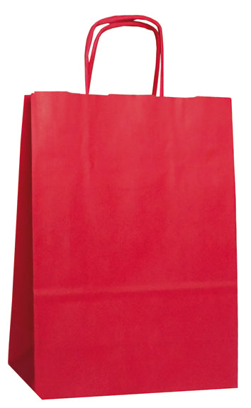Paper Carrier Bags Red 18+8x24cm Kraft 100 grams
