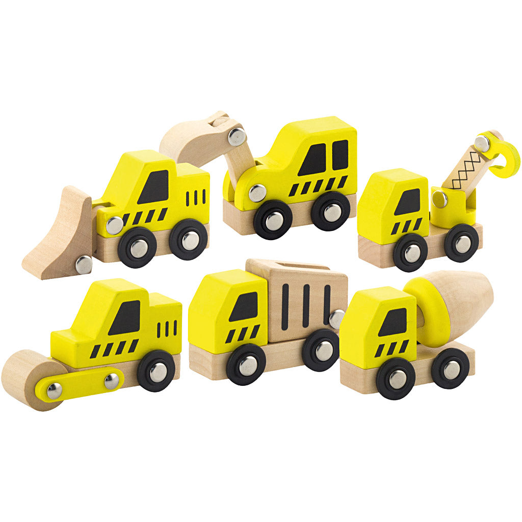 VIGA mini cars, Diggers and construction vehicles, size 7-9 cm, 6 parts/ 1 set