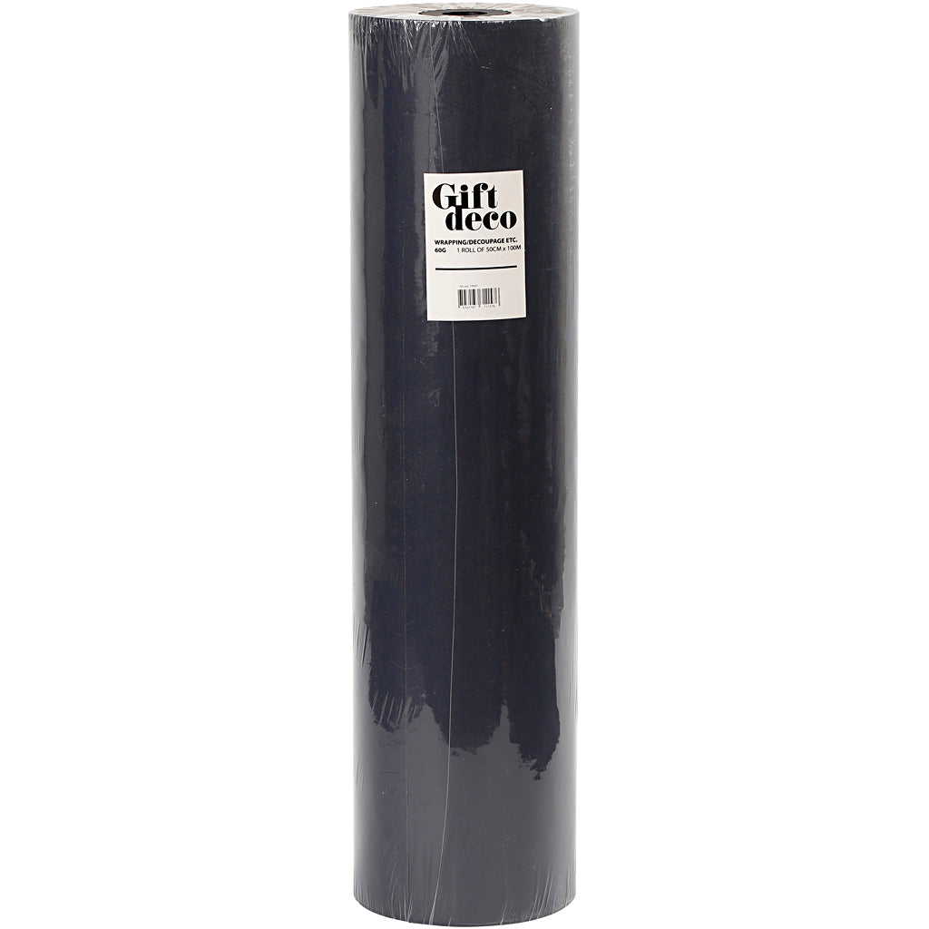 Geschenkpapier , B 50 cm, 60 g, Schwarz, 100 m/ 1 Rolle [HOB-19941]