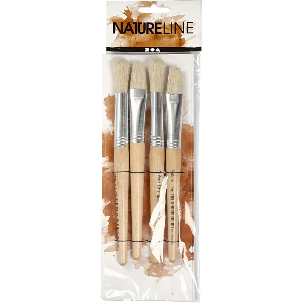 Pinsel für Kinder, Nr. 15, L 18,5+19,5 cm, B 11+17 mm, Flach,rund, 4 Stk/ 1 Pck [HOB-10347]